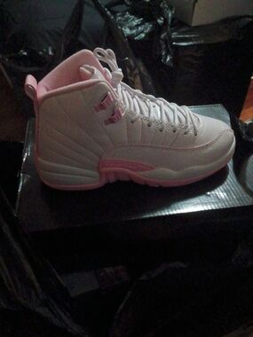 Jordan Women's Pink and White Retro Basketball Sneakers